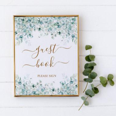 Eucalyptus Leaves Guest Book Shower Sing Poster
