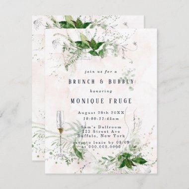 Eucalyptus Leaves Pink Brunch & Bubbly Invites