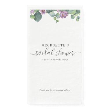 Eucalyptus Leaves Script Purple  Paper Guest Towels