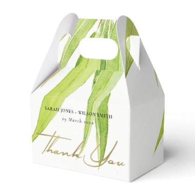 EUCALYPTUS LEAVES WATERCOLOUR FOLIAGE MONOGRAM FAVOR BOXES