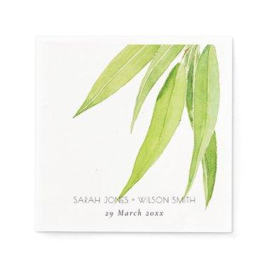 EUCALYPTUS LEAVES WATERCOLOUR FOLIAGE MONOGRAM NAPKINS