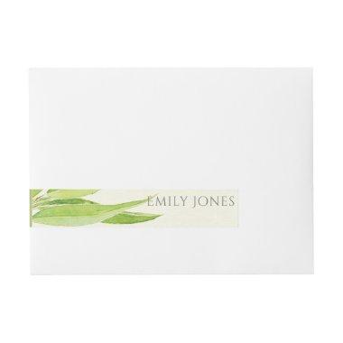 EUCALYPTUS LEAVES WATERCOLOUR FOLIAGE MONOGRAM WRAP AROUND ADDRESS LABEL