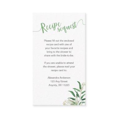 Eucalyptus Mason Jar Bridal Shower Recipe Request Enclosure Invitations