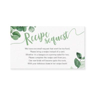 Eucalyptus Mason Jar Bridal Shower Recipe Request Enclosure Invitations