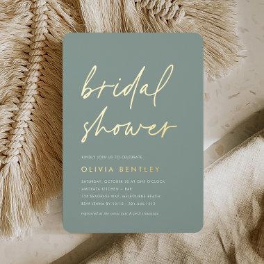 Eucalyptus | Minimalist Script Bridal Shower Foil Invitations
