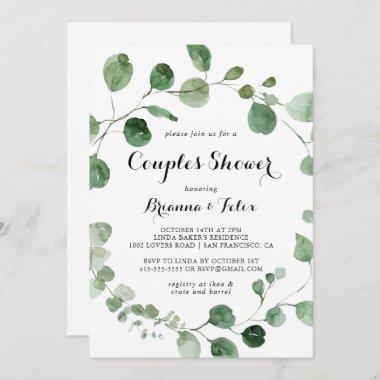 Eucalyptus Modern Calligraphy Couples Shower Invitations