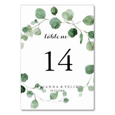 Eucalyptus Modern Calligraphy Wedding Table Number