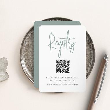 Eucalyptus | Modern Script QR Code Bridal Registry Enclosure Invitations