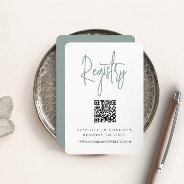 Eucalyptus | Modern Script QR Code Bridal Registry Enclosure
