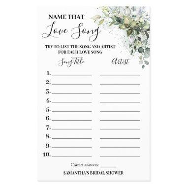 Eucalyptus Name that Love Song Shower Game  Flyer