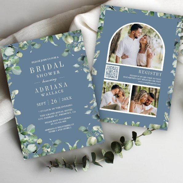 Eucalyptus Photo QR Code Dusty Blue