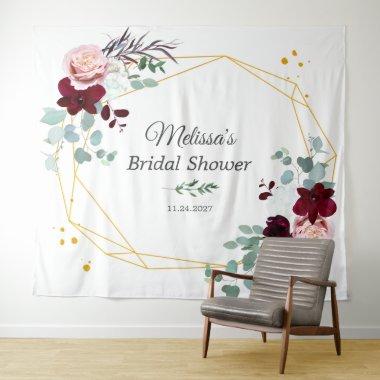 Eucalyptus Pink Burgundy Floral Bridal Shower Tapestry