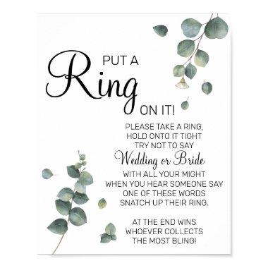 Eucalyptus Put a Ring bridal shower game sign