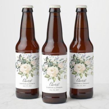 Eucalyptus Roses Wedding Favor Beer Bottle Labels