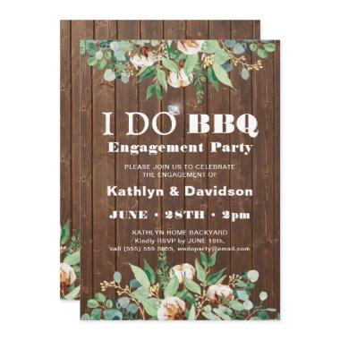 Eucalyptus Rustic Wood I DO Engagement Invitations