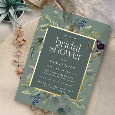 Eucalyptus & Sage Bridal Shower Foil Invitations