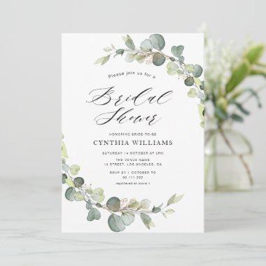 eucalyptus sage green bridal shower Invitations
