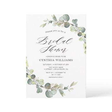 eucalyptus sage green bridal shower Invitations