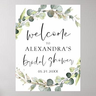 Eucalyptus Sage Green Floral Bridal Shower Poster