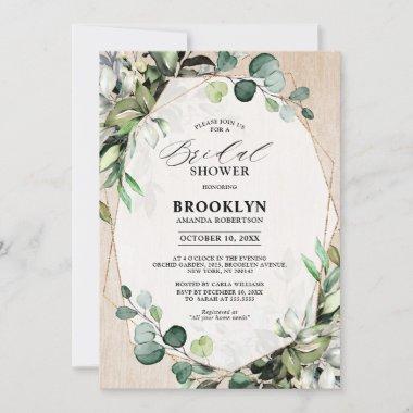 Eucalyptus Sage Greenery Geometric Bridal Shower I Invitations
