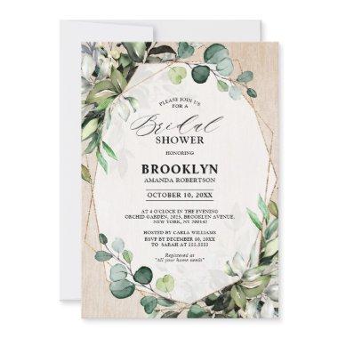 Eucalyptus Sage Greenery Geometric Bridal Shower I Invitations