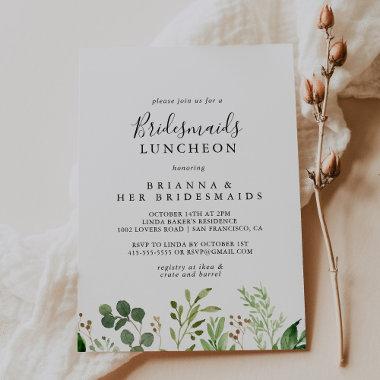 Eucalyptus Simple Bridesmaids Luncheon Shower Invitations