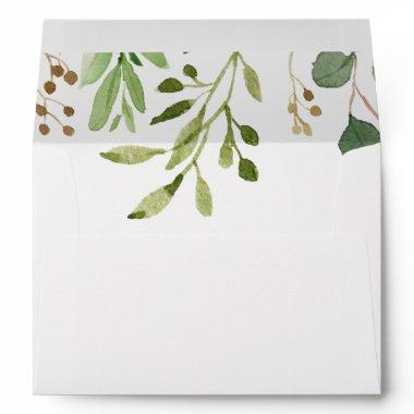 Eucalyptus Simple Brown Floral Wedding Invitations Envelope