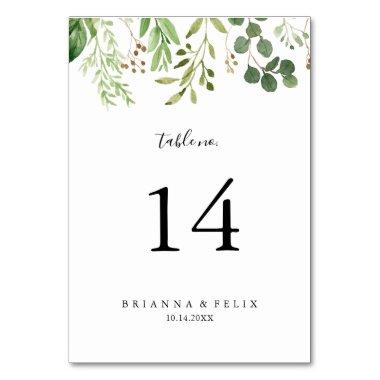 Eucalyptus Simple Brown Floral Wedding Table Number