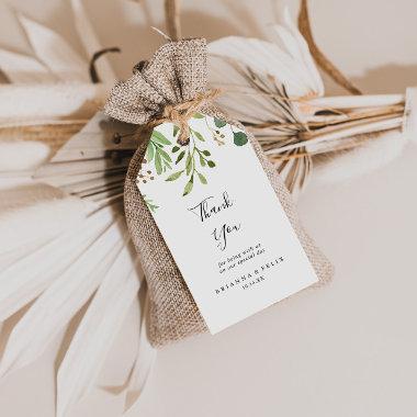 Eucalyptus Simple Brown Floral Wedding Thank You Gift Tags