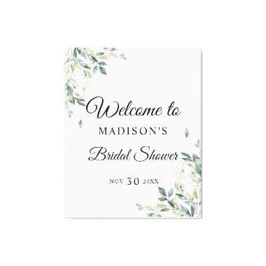 Eucalyptus Simple Floral Bridal Shower Welcome Canvas Print