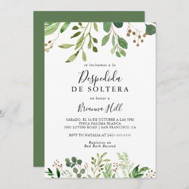 Eucalyptus Simple Floral Spanish Bridal Shower Invitations