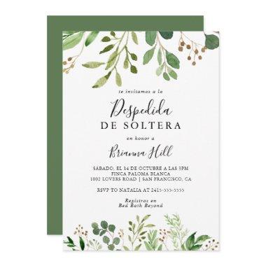 Eucalyptus Simple Floral Spanish Bridal Shower Invitations