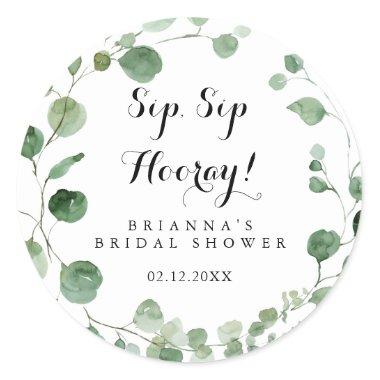 Eucalyptus Sip Sip Hooray Bridal Shower Classic Round Sticker