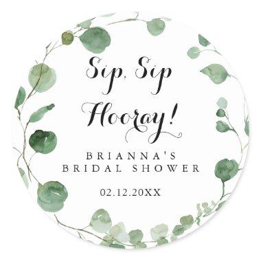 Eucalyptus Sip Sip Hooray Bridal Shower Classic Round Sticker