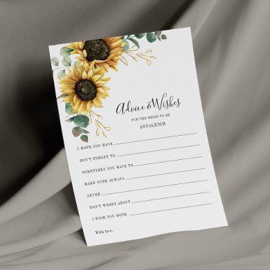 Eucalyptus Sunflower Bridal Shower Advice Card