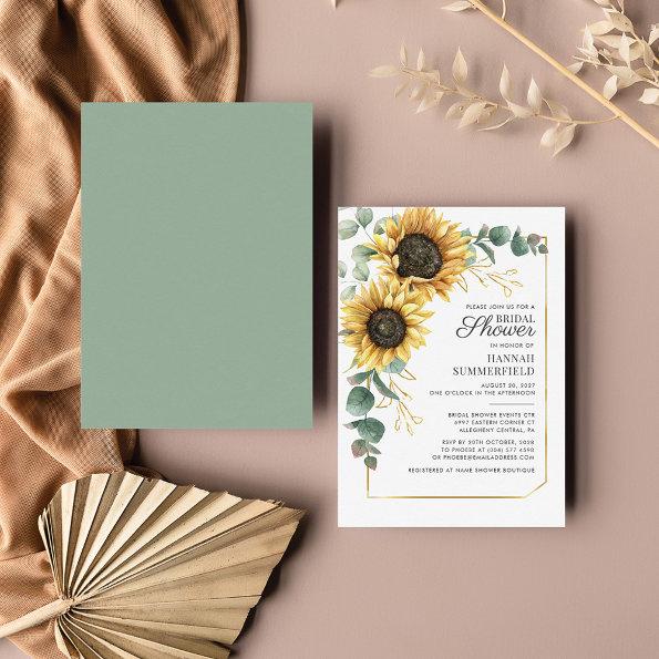 Eucalyptus Sunflower Bridal Shower Invitations