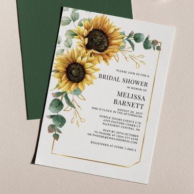 Eucalyptus Sunflower Bridal Shower Invitations