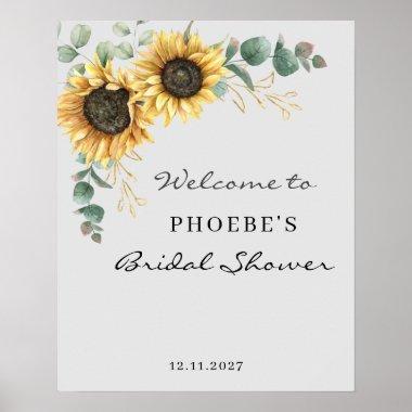 Eucalyptus Sunflower Floral Bridal Shower Welcome Poster