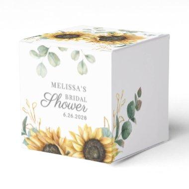 Eucalyptus Sunflower Floral Script Bridal Shower Favor Boxes