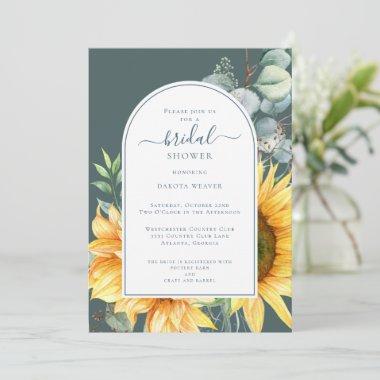 Eucalyptus Sunflower Green Bridal Shower Invitations