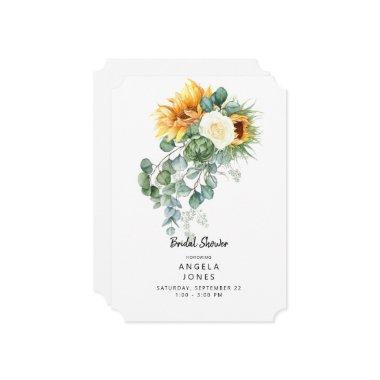 Eucalyptus Sunflower Tuscan Bridal Shower Invitations