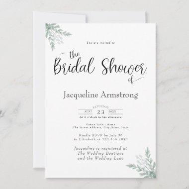 Eucalyptus Watercolor Bridal Shower Invitations