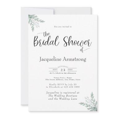 Eucalyptus Watercolor Bridal Shower Invitations