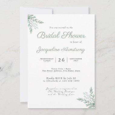 Eucalyptus Watercolor Bridal Shower Invitations