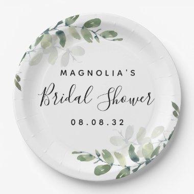 Eucalyptus Watercolor Bridal Shower Paper Plates