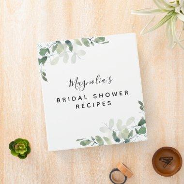 Eucalyptus Watercolor  Recipes 3 Ring Binder