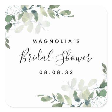 Eucalyptus Watercolor Bridal Shower Square Sticker