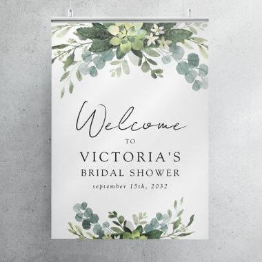 Eucalyptus Watercolor Bridal Shower Welcome Sign