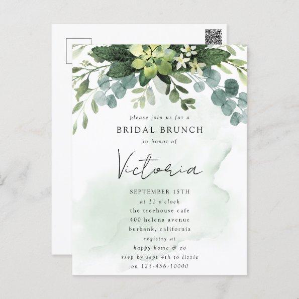 Eucalyptus Watercolor Chic Bridal Shower Invitatio PostInvitations