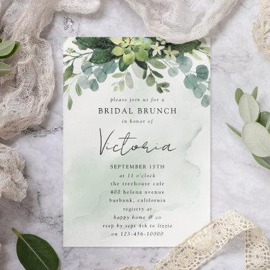 Eucalyptus Watercolor Chic Bridal Shower Invitations